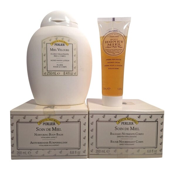 Perlier Other - Perlier Honey Miel Nurturing Body Balm Lotion Bath Shower Cream 4 Lot